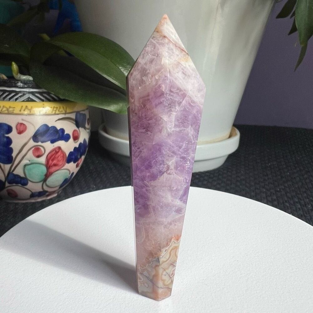 Amethyst Crazy Lace Crystal Wand - Picture 4 of 11